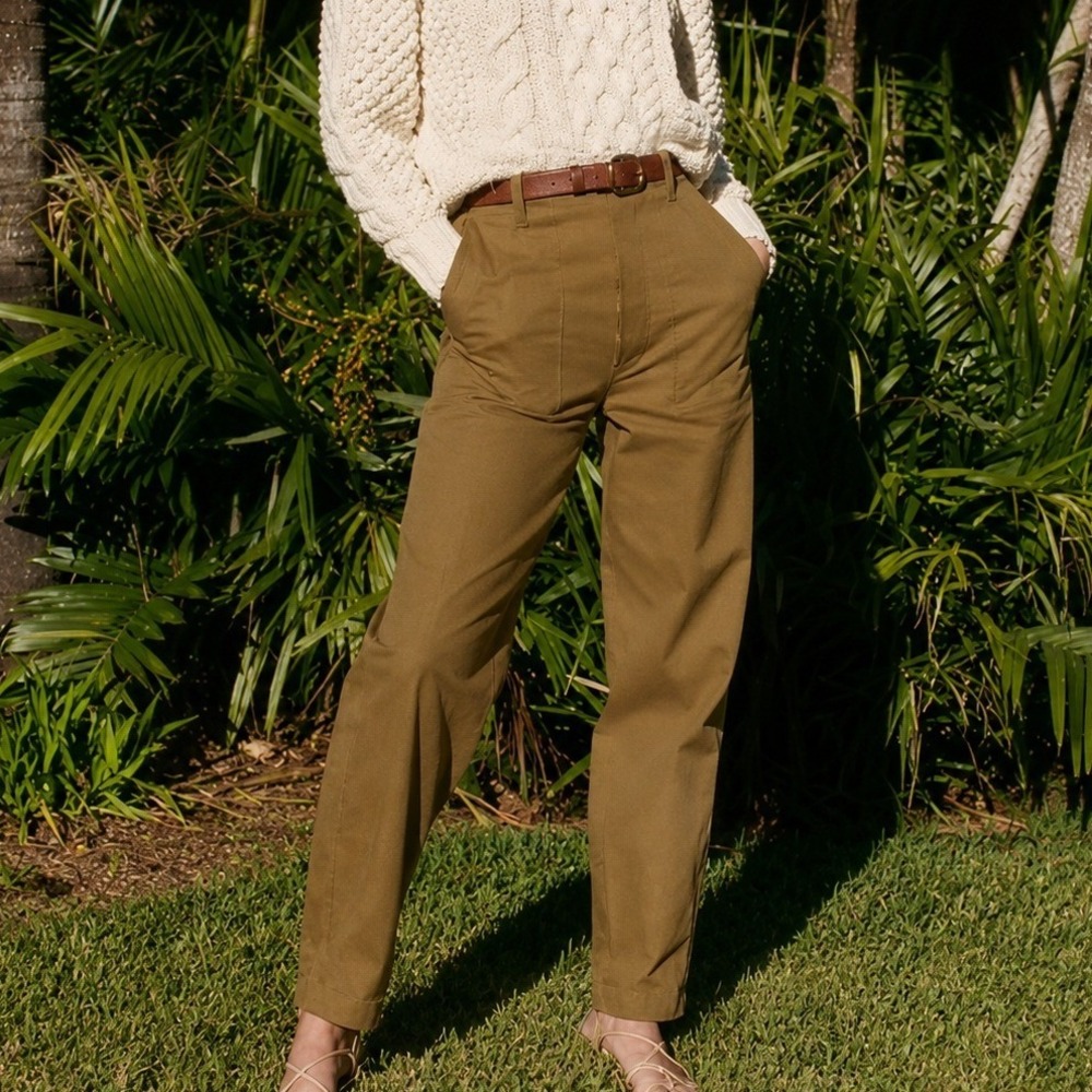 Doen Brown Walker Barrel Pants Boscage Cotton Twill Patch Pocket Size 2